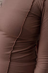 BASERANGE Long Sleeve T-Shirt TTML Collection Ribbed Cotton Portugal BAS-TTML-RB-WI23-MGH Rose Red